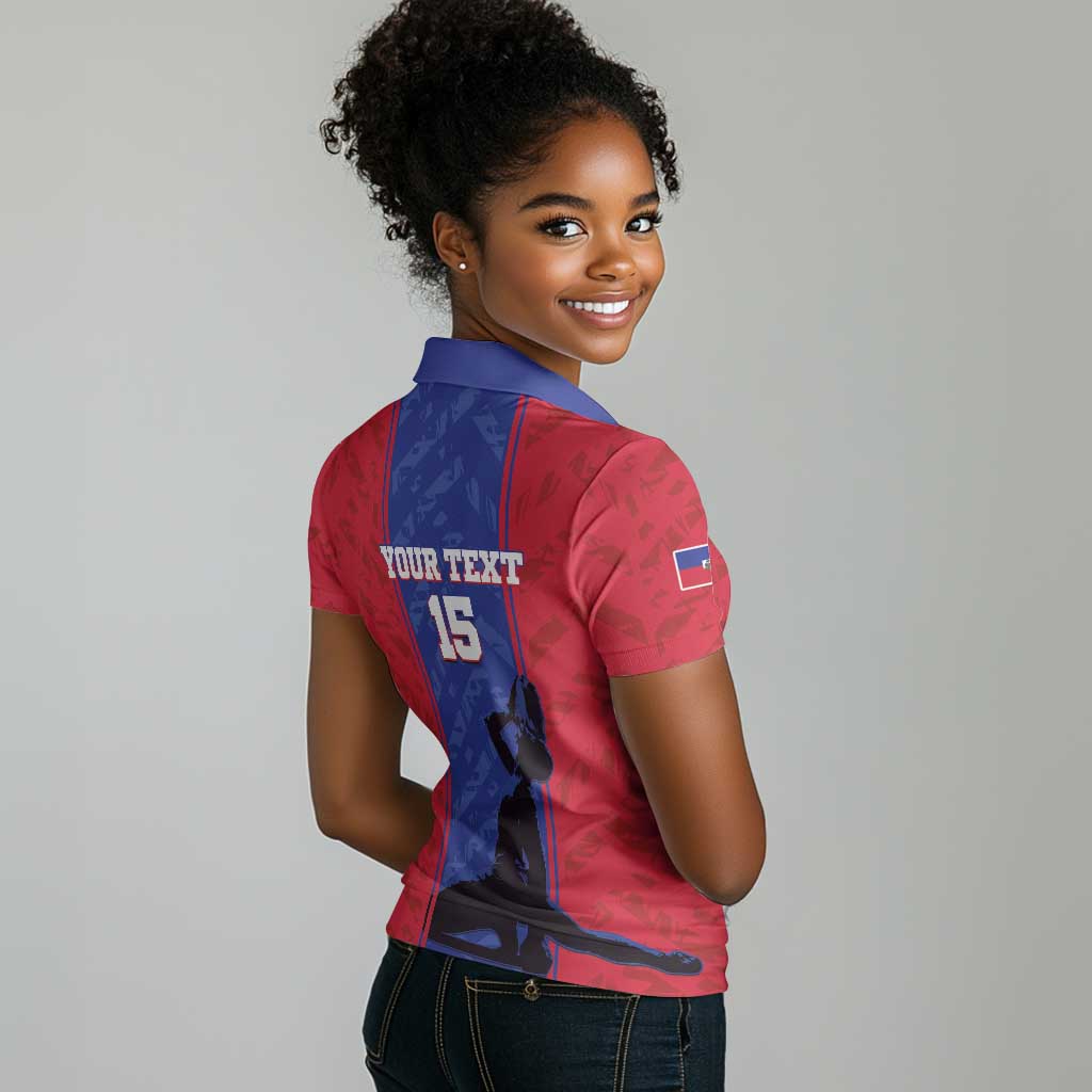 Custom Afro Haiti Football Women Polo Shirt Nou fe - Pou Ayiti - Pou Drapo a - Pou peyi a - African Pride