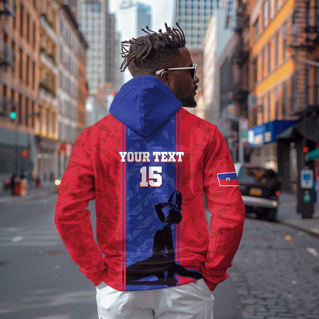 Custom Afro Haiti Football Zip Hoodie Nou fe - Pou Ayiti - Pou Drapo a - Pou peyi a - African Pride