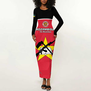 Afro Mozambique Football Custom Long Sleeve Bodycon Dress Go Os Mambas LT15