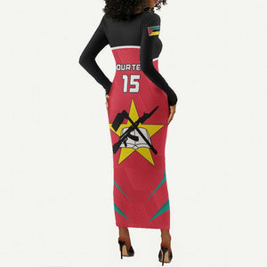 Afro Mozambique Football Custom Long Sleeve Bodycon Dress Go Os Mambas LT15