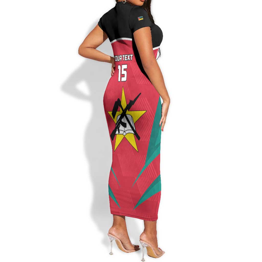 Afro Mozambique Football Custom Short Sleeve Bodycon Dress Go Os Mambas LT15