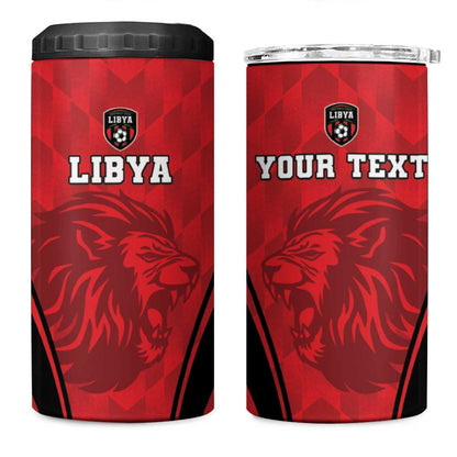 Afro Libya Football Custom 4 in 1 Can Cooler Tumbler Barbary Lion - Sporty Style