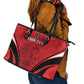 Afro Libya Football Custom Leather Tote Bag Barbary Lion - Sporty Style