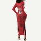 Afro Libya Football Custom Long Sleeve Bodycon Dress Barbary Lion - Sporty Style LT15