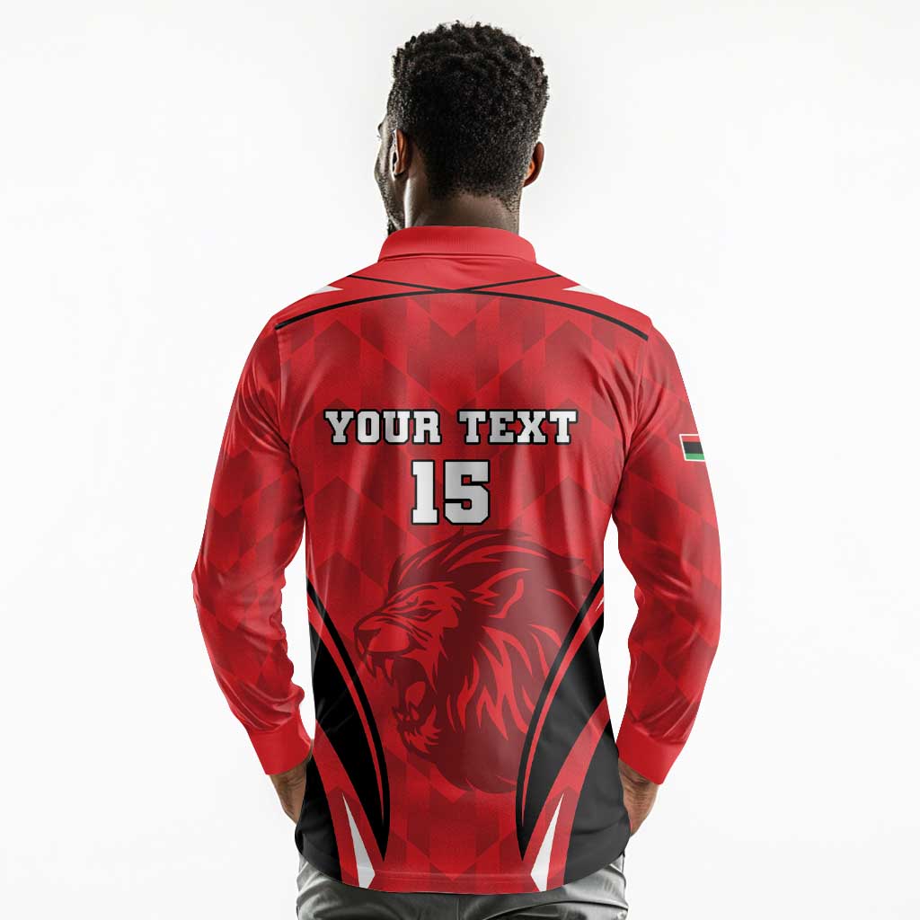 Afro Libya Football Custom Long Sleeve Polo Shirt Barbary Lion - Sporty Style