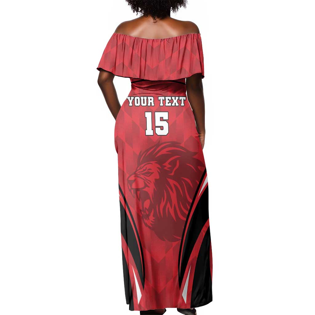 Afro Libya Football Custom Off Shoulder Maxi Dress Barbary Lion - Sporty Style