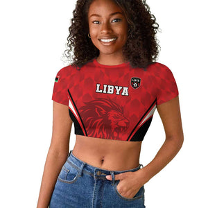 Afro Libya Football Custom Raglan Cropped T shirt Barbary Lion - Sporty Style