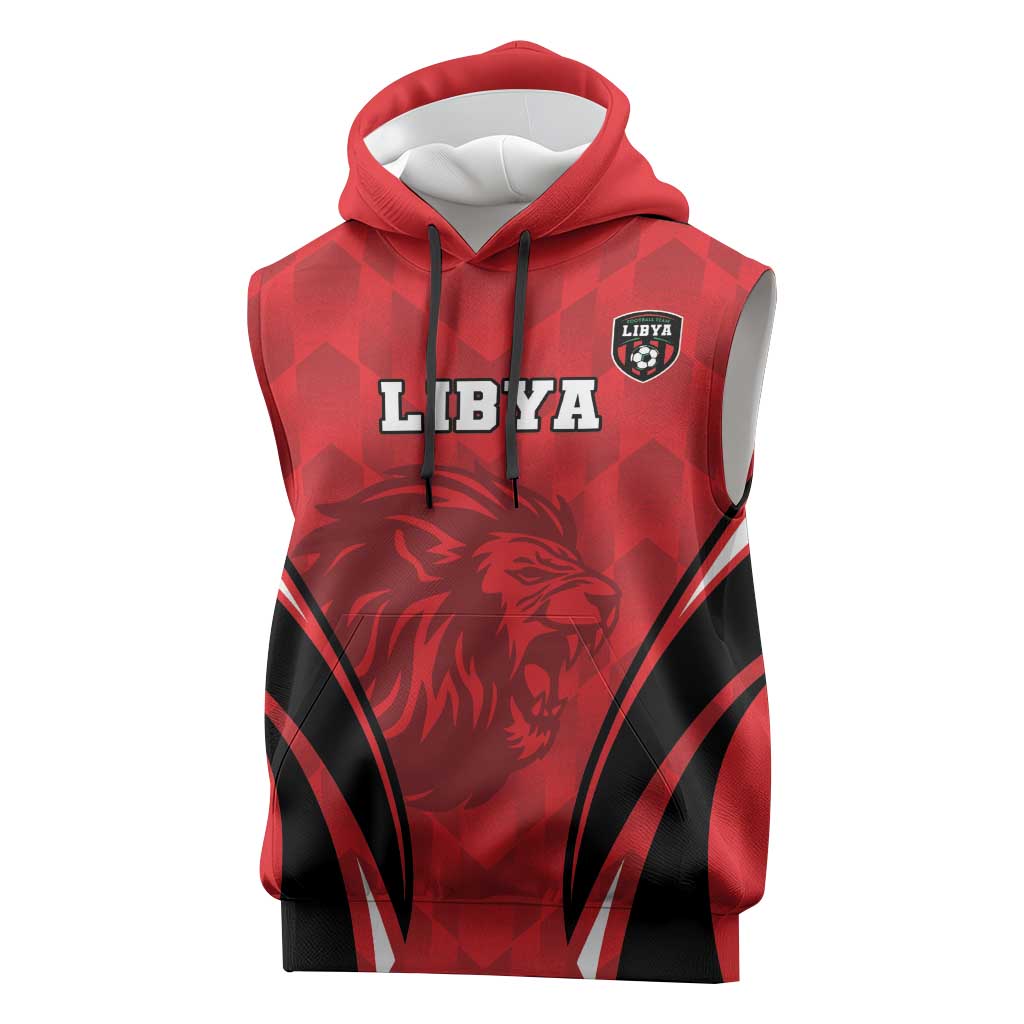 Afro Libya Football Custom Sleeveless Hoodie Barbary Lion - Sporty Style - African Pride