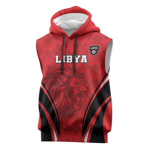 Afro Libya Football Custom Sleeveless Hoodie Barbary Lion - Sporty Style - African Pride