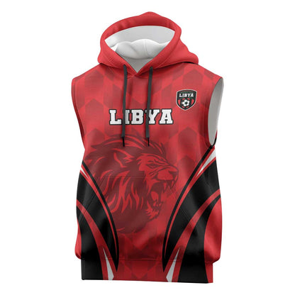Afro Libya Football Custom Sleeveless Hoodie Barbary Lion - Sporty Style - African Pride