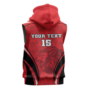 Afro Libya Football Custom Sleeveless Hoodie Barbary Lion - Sporty Style - African Pride