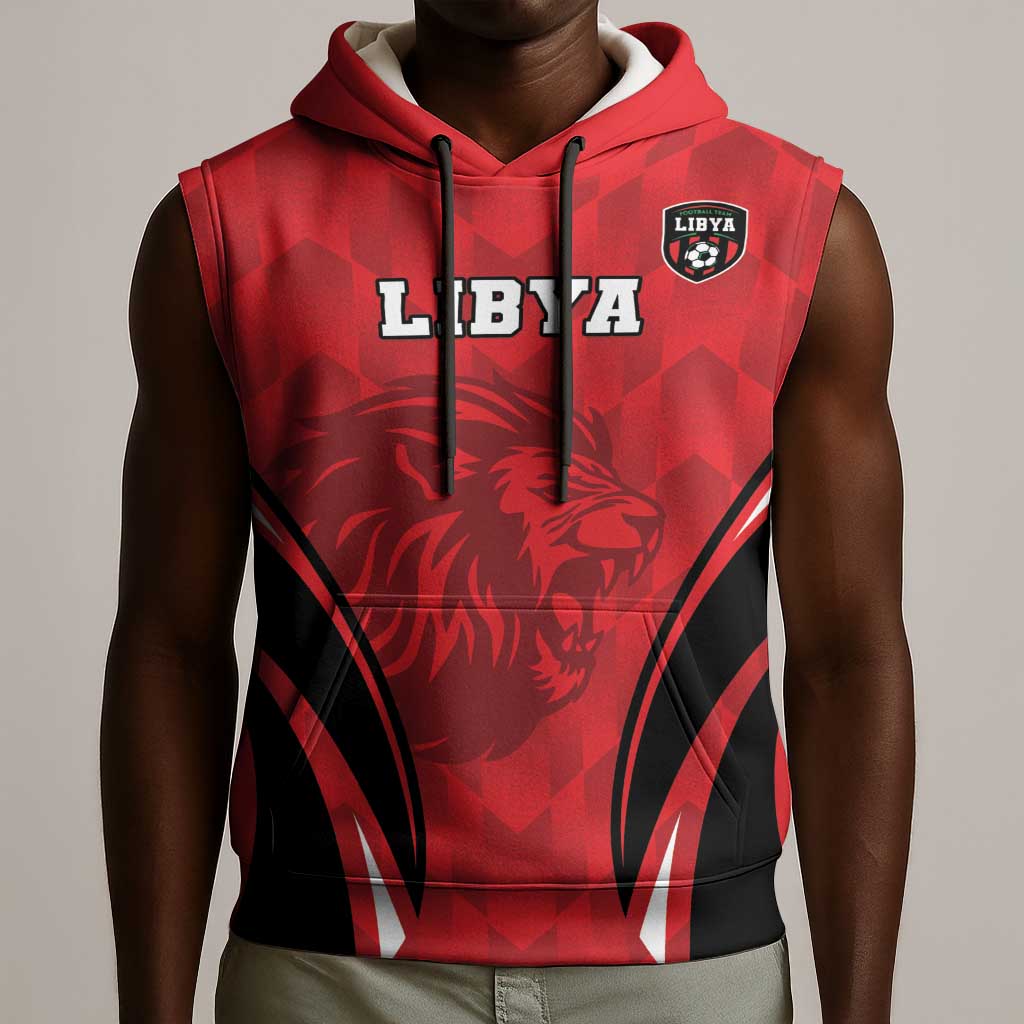 Afro Libya Football Custom Sleeveless Hoodie Barbary Lion - Sporty Style - African Pride