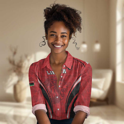 Afro Libya Football Custom Women Casual Shirt Barbary Lion - Sporty Style LT15
