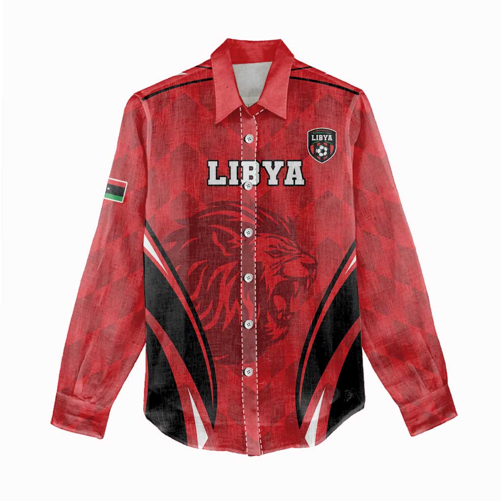 Afro Libya Football Custom Women Casual Shirt Barbary Lion - Sporty Style LT15