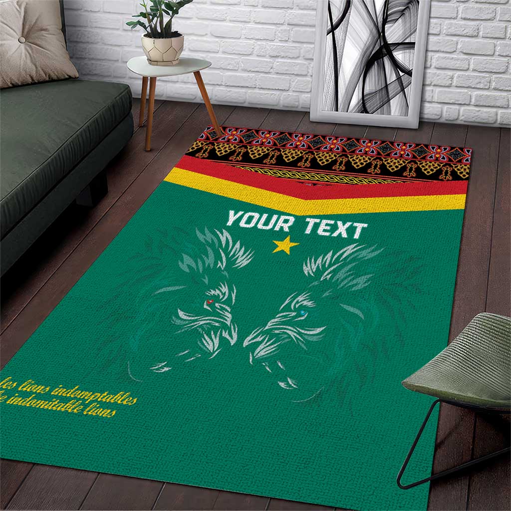 Custom Cameroun Football Area Rug Allez Les Lions Indomptables