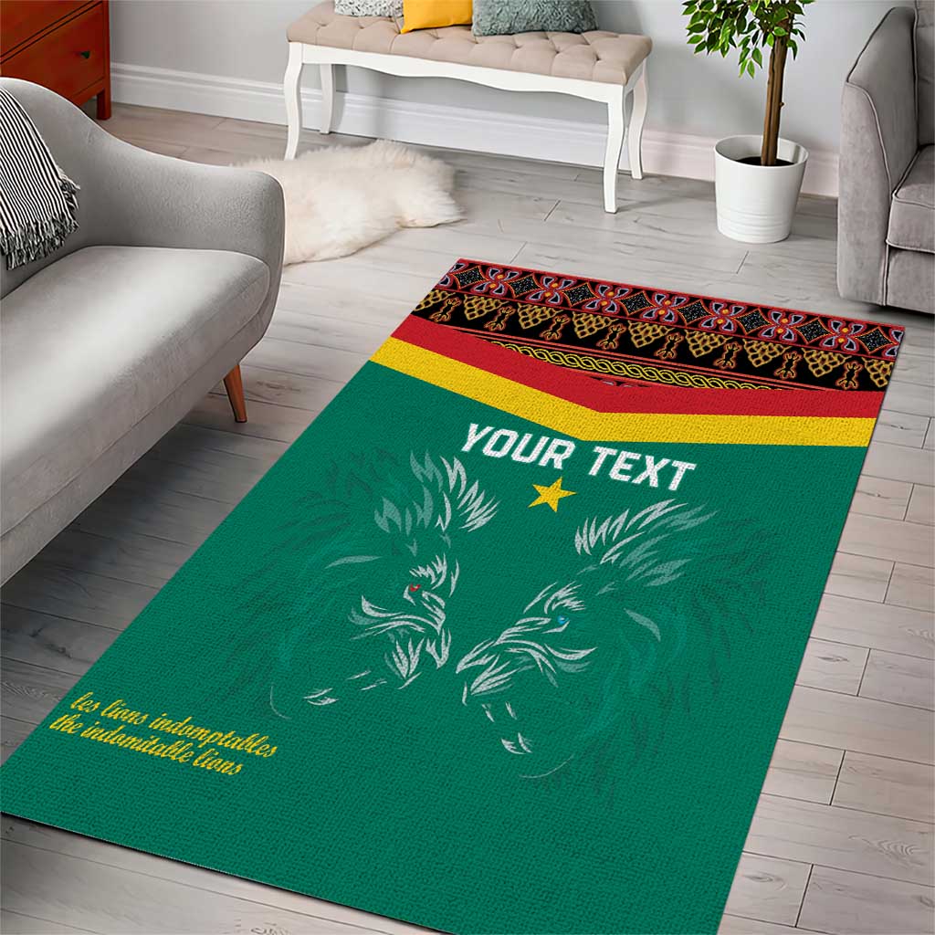 Custom Cameroun Football Area Rug Allez Les Lions Indomptables