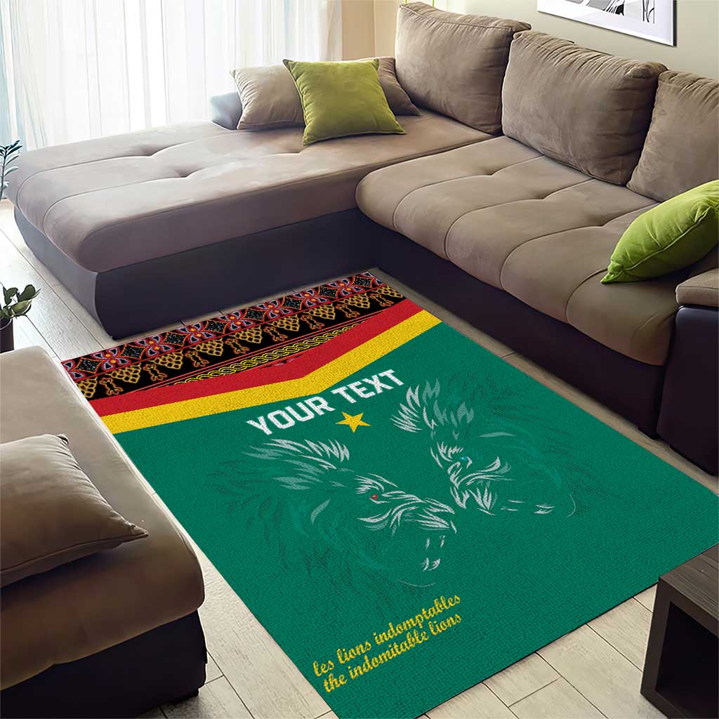 Custom Cameroun Football Area Rug Allez Les Lions Indomptables