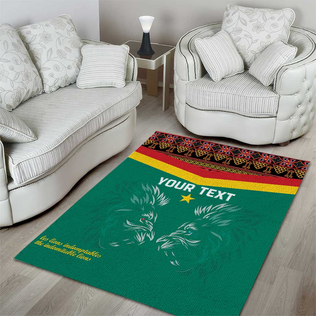Custom Cameroun Football Area Rug Allez Les Lions Indomptables