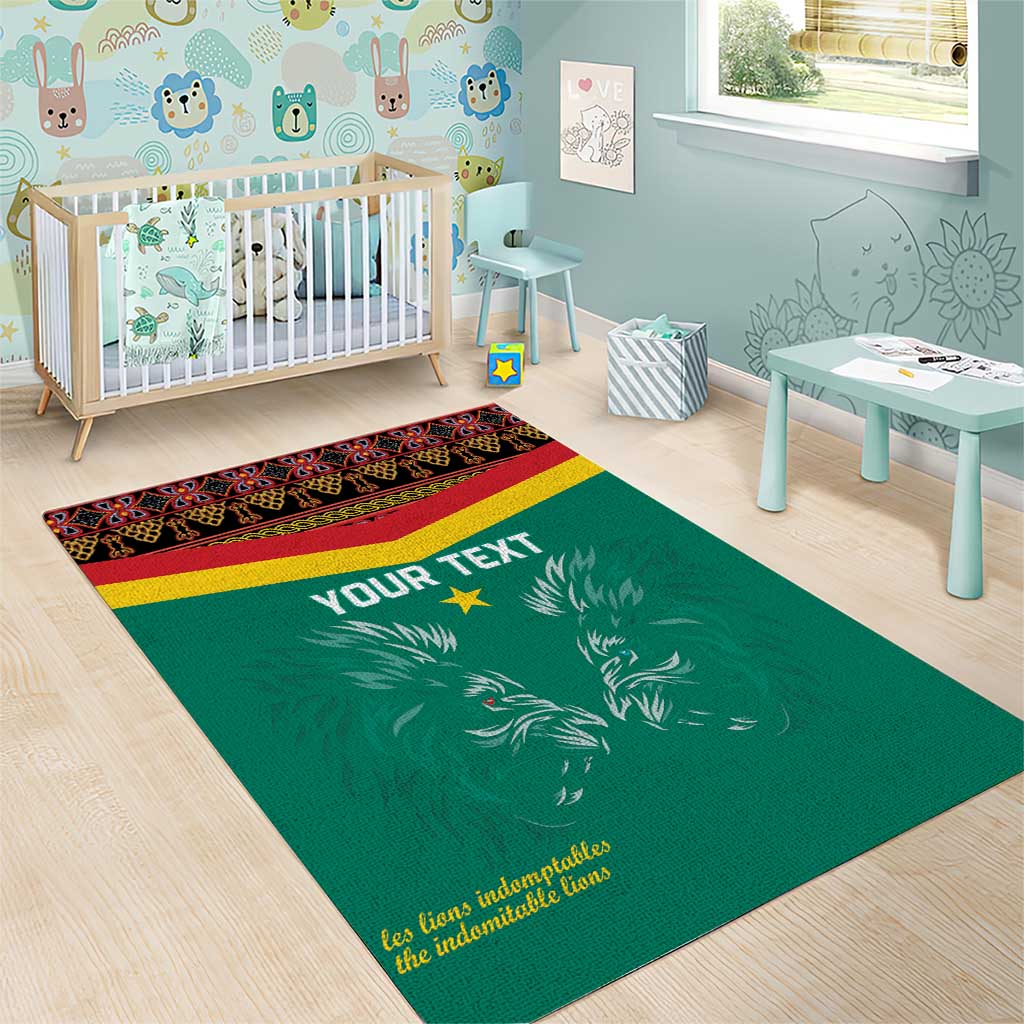 Custom Cameroun Football Area Rug Allez Les Lions Indomptables