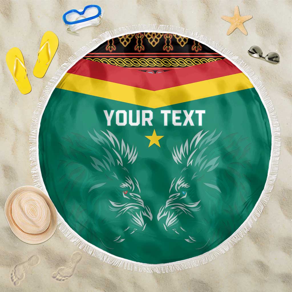 Custom Cameroun Football Beach Blanket Allez Les Lions Indomptables