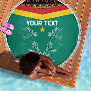 Custom Cameroun Football Beach Blanket Allez Les Lions Indomptables