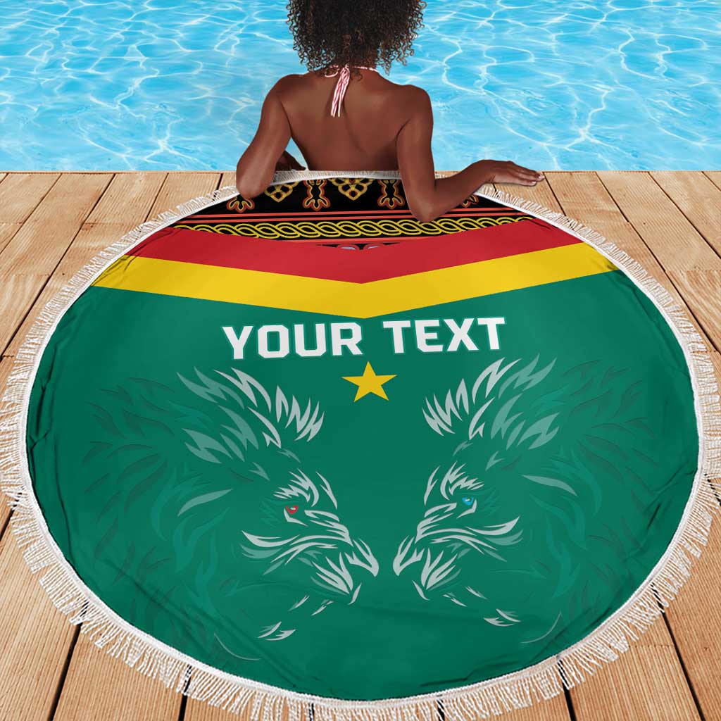 Custom Cameroun Football Beach Blanket Allez Les Lions Indomptables