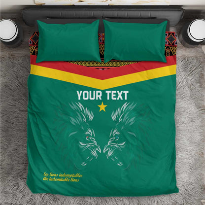 Custom Cameroun Football Bedding Set Allez Les Lions Indomptables