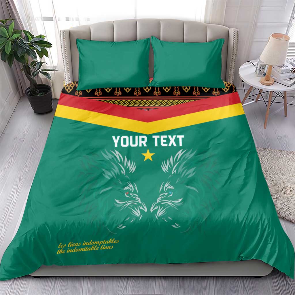 Custom Cameroun Football Bedding Set Allez Les Lions Indomptables
