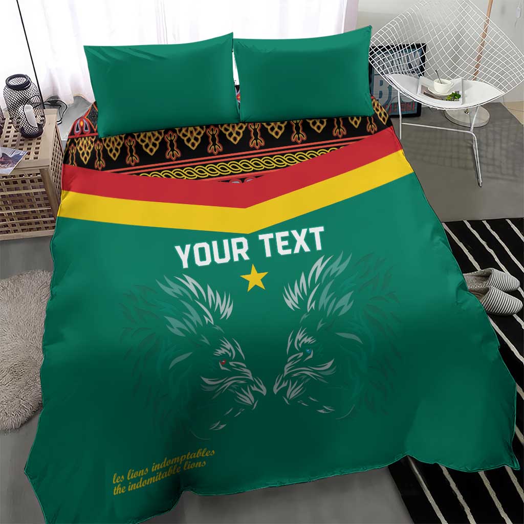 Custom Cameroun Football Bedding Set Allez Les Lions Indomptables