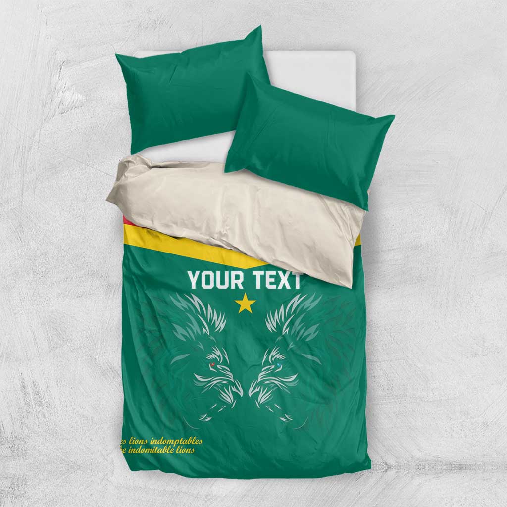Custom Cameroun Football Bedding Set Allez Les Lions Indomptables