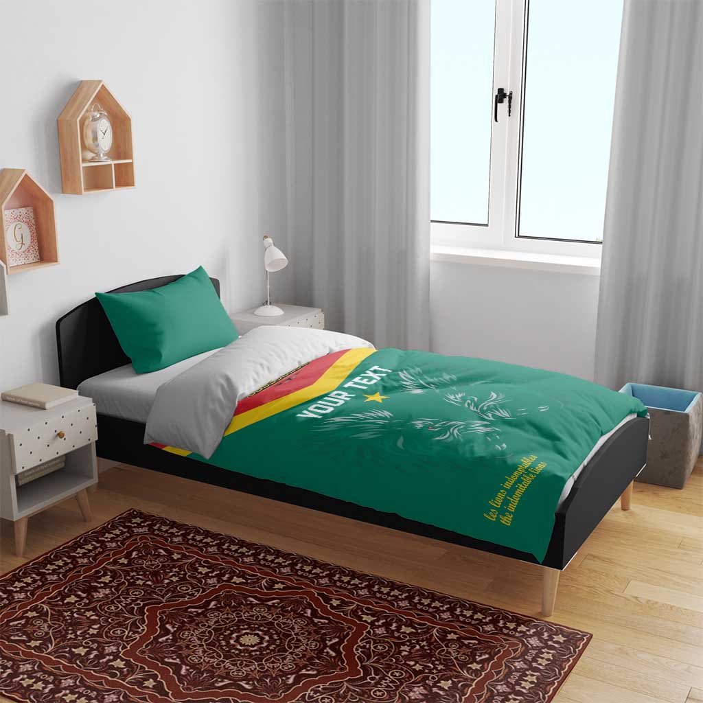 Custom Cameroun Football Bedding Set Allez Les Lions Indomptables