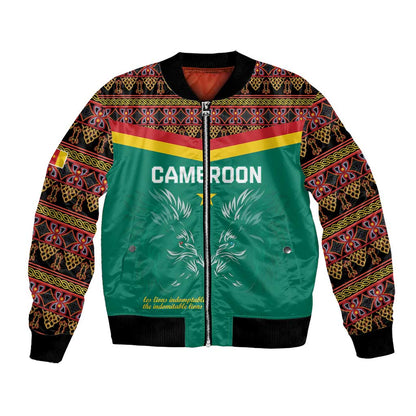 Custom Cameroun Football Bomber Jacket Allez Les Lions Indomptables