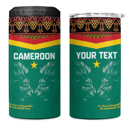 Custom Cameroun Football 4 in 1 Can Cooler Tumbler Allez Les Lions Indomptables
