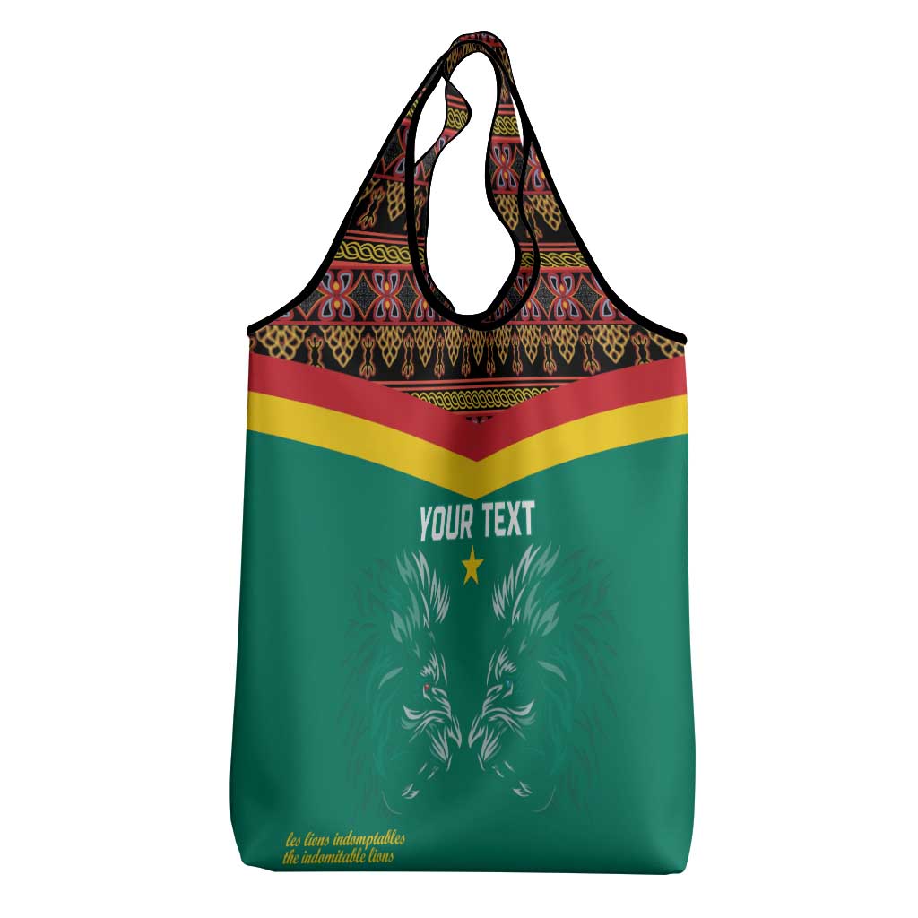 Custom Cameroun Football Grocery Bag Allez Les Lions Indomptables