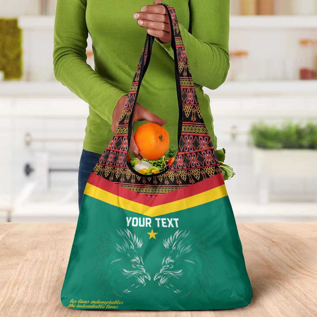 Custom Cameroun Football Grocery Bag Allez Les Lions Indomptables