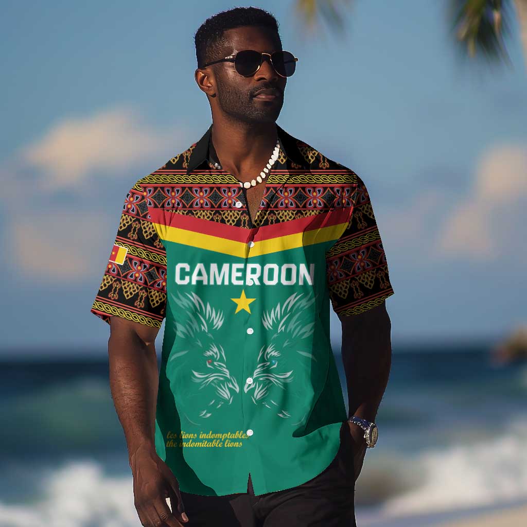 Custom Cameroun Football Hawaiian Shirt Allez Les Lions Indomptables