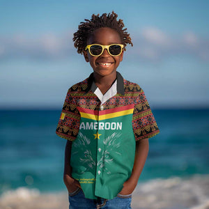 Custom Cameroun Football Kid Hawaiian Shirt Allez Les Lions Indomptables