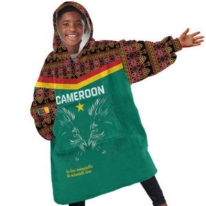 Custom Cameroun Football Kid Wearable Blanket Hoodie Allez Les Lions Indomptables