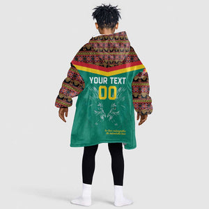 Custom Cameroun Football Kid Wearable Blanket Hoodie Allez Les Lions Indomptables
