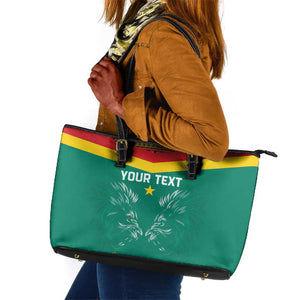Custom Cameroun Football Leather Tote Bag Allez Les Lions Indomptables