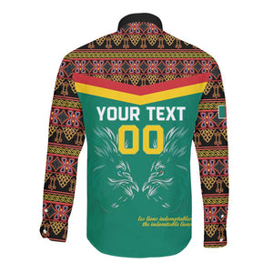 Custom Cameroun Football Long Sleeve Button Shirt Allez Les Lions Indomptables