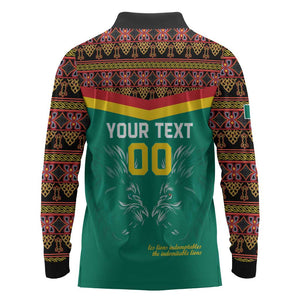 Custom Cameroun Football Long Sleeve Polo Shirt Allez Les Lions Indomptables