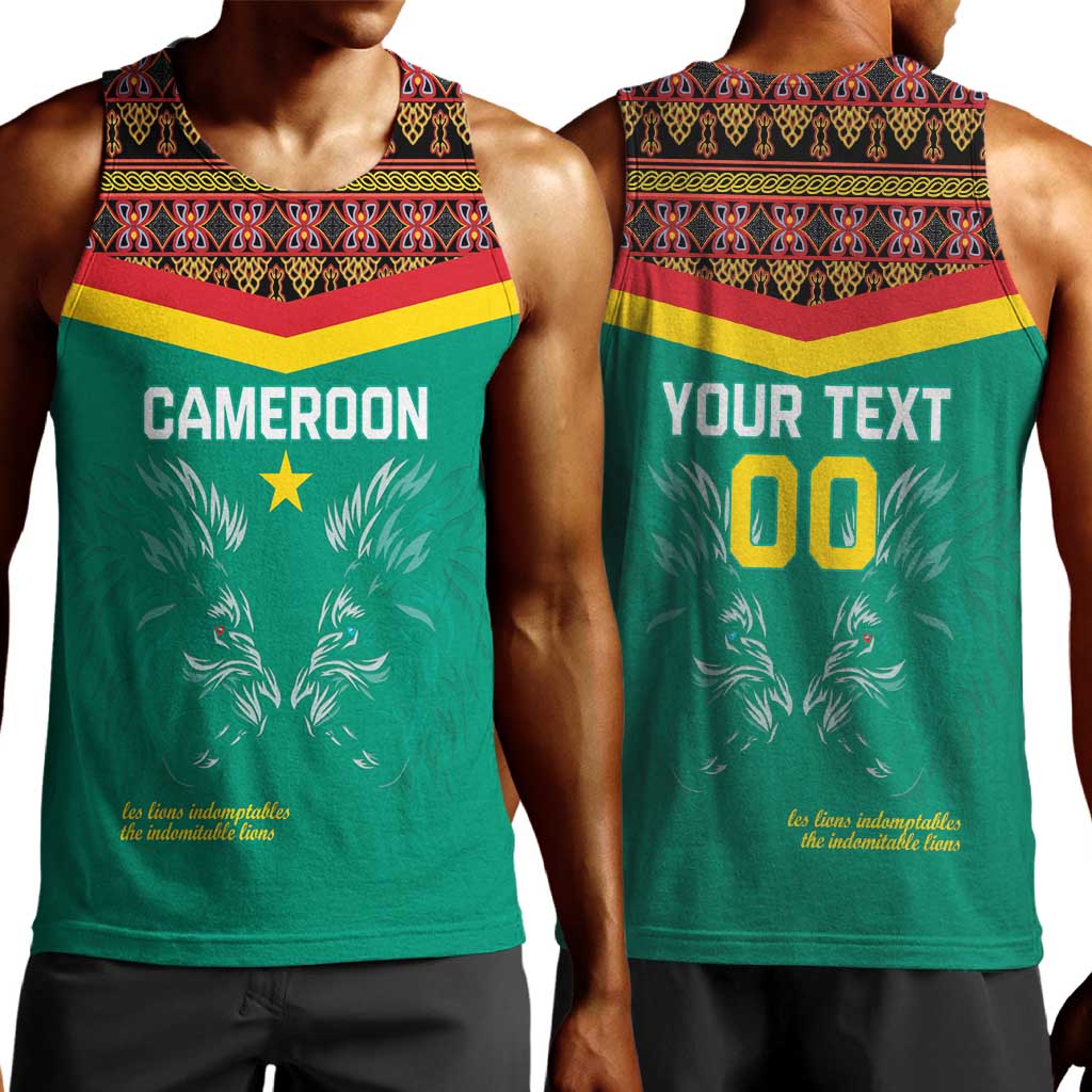 Custom Cameroun Football Men Tank Top Allez Les Lions Indomptables