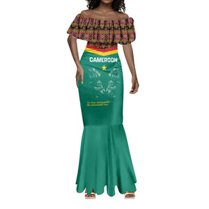 Custom Cameroun Football Mermaid Dress Allez Les Lions Indomptables