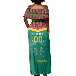 Custom Cameroun Football Off Shoulder Maxi Dress Allez Les Lions Indomptables