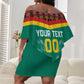 Custom Cameroun Football Off Shoulder Short Dress Allez Les Lions Indomptables