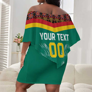 Custom Cameroun Football Off Shoulder Short Dress Allez Les Lions Indomptables