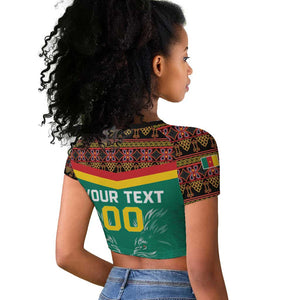 Custom Cameroun Football Raglan Cropped T shirt Allez Les Lions Indomptables