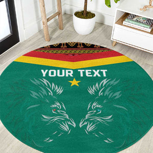 Custom Cameroun Football Round Carpet Allez Les Lions Indomptables