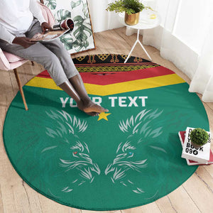 Custom Cameroun Football Round Carpet Allez Les Lions Indomptables